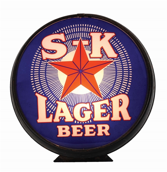 S-K LAGER BEER REVERSE GLASS LIGHT-UP SIGN