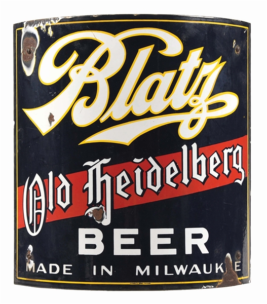 BLATZ OLD HEILDERBERG BEER PORCELAIN CORNER SIGN