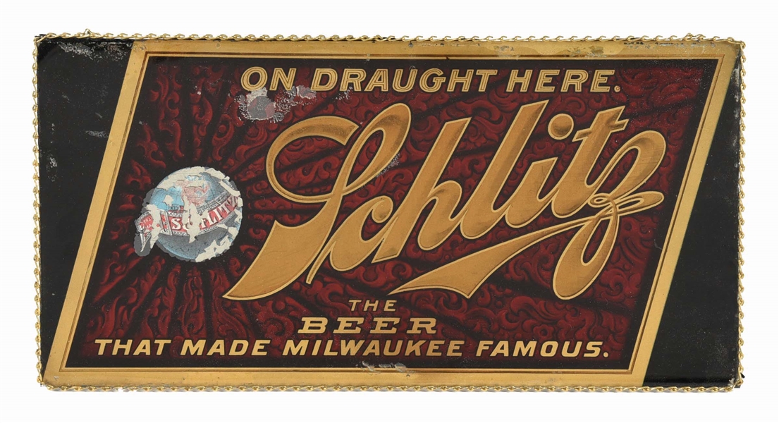 SCHLITZ BEER REVERSE GLASS HANGING SIGN