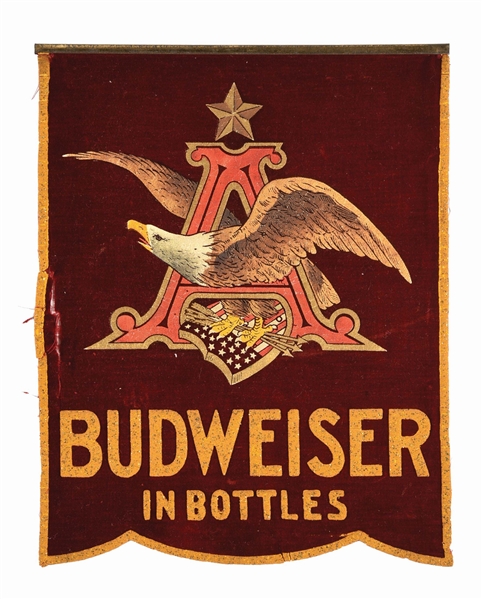 ANHEUSER-BUSCH BUDWEISER IN BOTTLES FELT BANNER