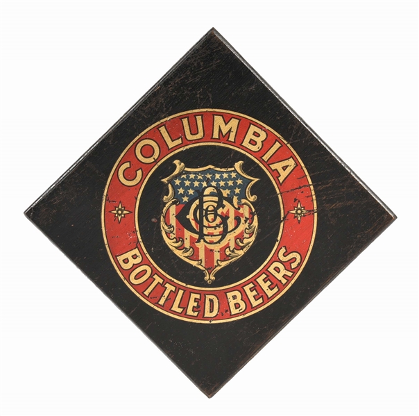 COLUMBIA BOTTLED BEERS WOODEN PLAQUE SIGN