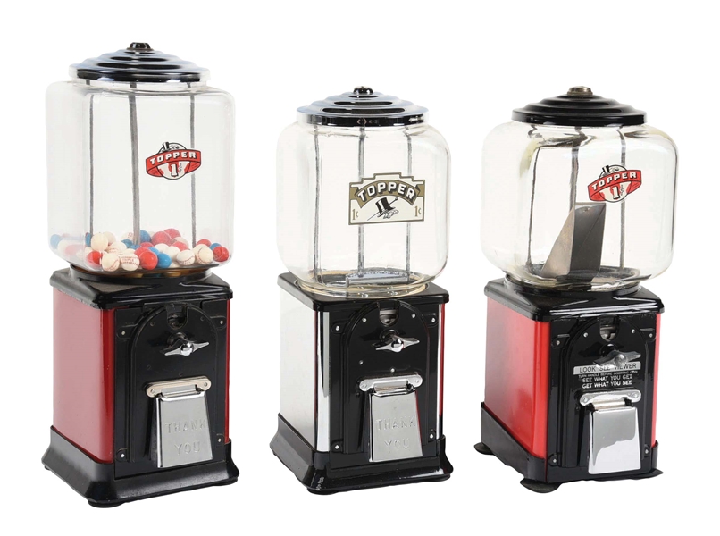 COLLECTION OF 3 VICTOR TOPPER VENDING MACHINES