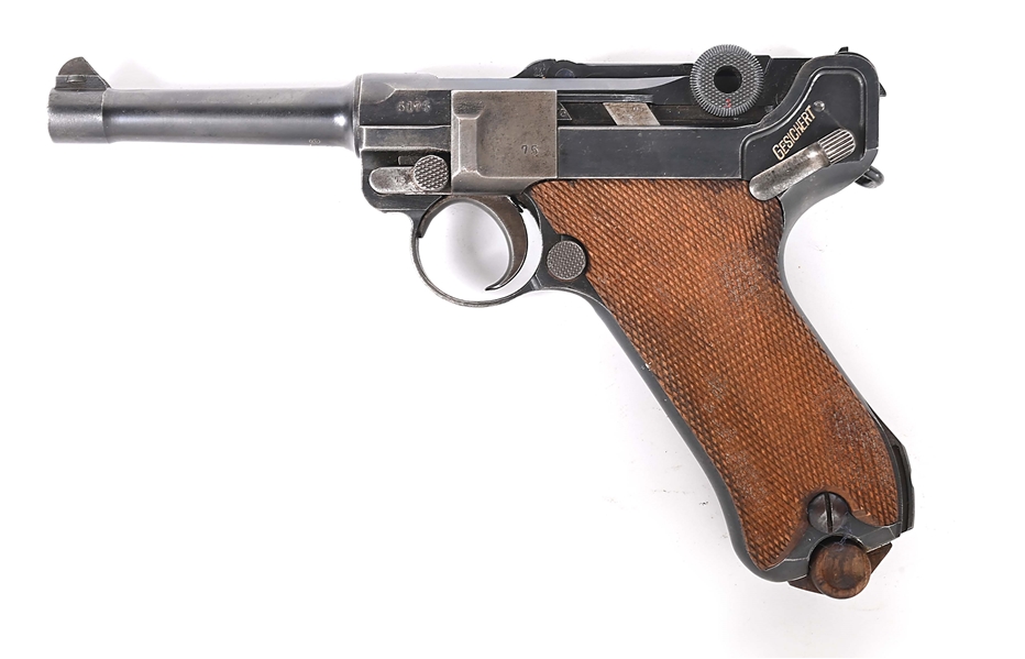 (C) 1918 DWM P.08 LUGER SEMI-AUTOMATIC PISTOL.