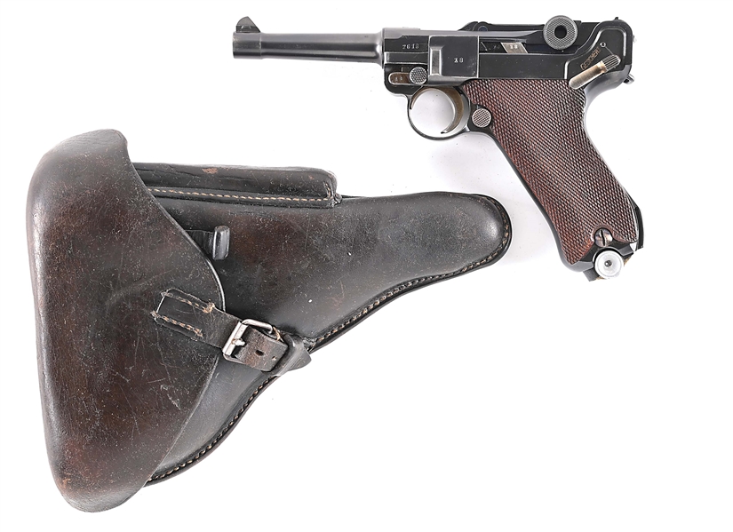 (C) MAUSER 1936 DATED P.08 S/42 LUGER CODE SEMI-AUTOMATIC PISTOL WITH HOLSTER.