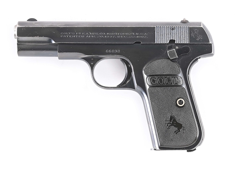 (C) COLT 1908 POCKET HAMMERLESS SEMI-AUTOMATIC PISTOL.  