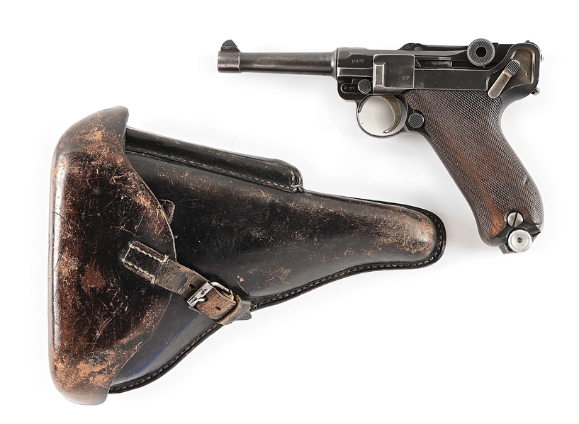 (C) UNIT MARKED DOUBLE DATE DWM P.08 LUGER SEMI-AUTOMATIC PISTOL WITH 7TH HUSSARS EAGLE.