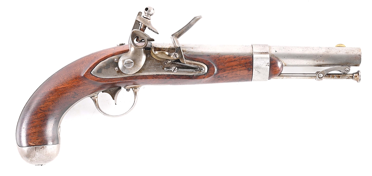 (A) US M1836 FLINTLOCK PISTOL BY WATERS DATED 1841.