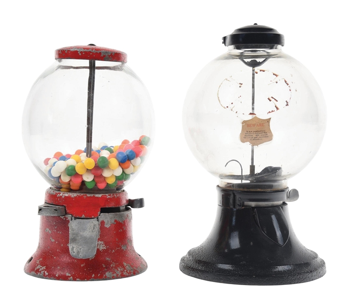 COLLECTION OF 2 1¢ VINTAGE BALL GUM VENDING MACHINES