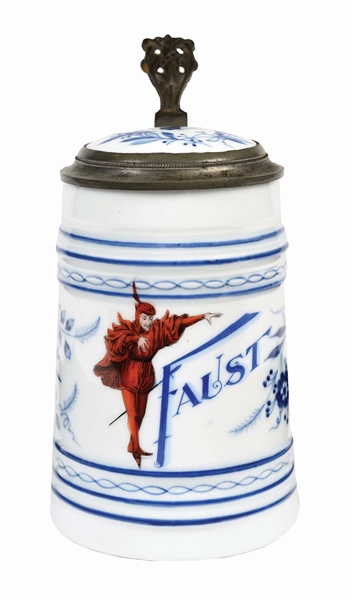 FAUST BEER COBALT BLUE LITHOPHANE BEER STEIN