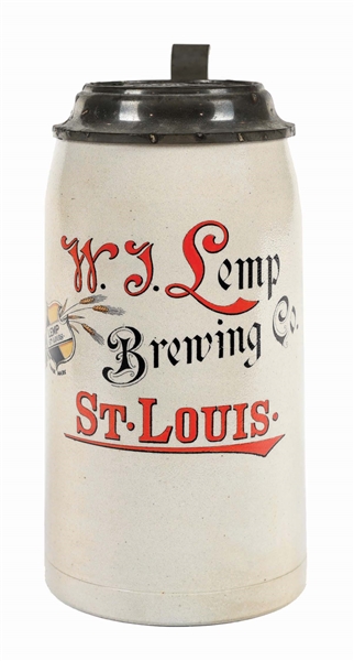 W.J. LEMP BREWING CO. STONEWARE LIDDED STEIN