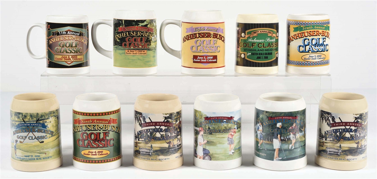 LOT OF 11: ANHEUSER-BUSCH GOLF STEINS