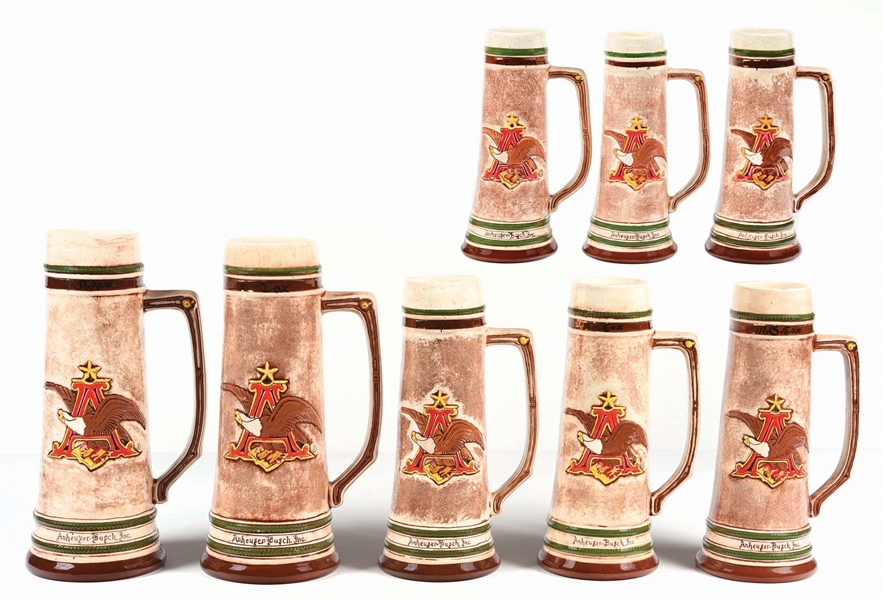 LOT OF 8: ANHEUSER-BUSCH COMPLETE SET OF SAFE WORK METHODS STEINS