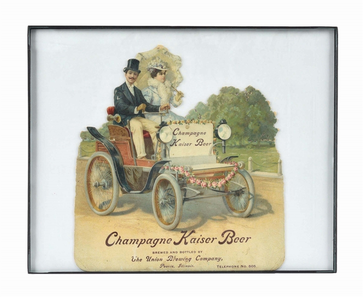 CHAMPAGNE KAISER BEER DIE-CUT LITHOGRAPH