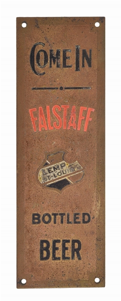 FALSTAFF BOTTLED BEER BRASS DOOR PUSH