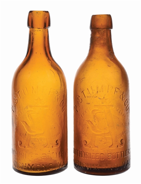 PAIR OF P. STUMPF & CO. EMBOSSED RAISED LETTER BEER BOTTLES