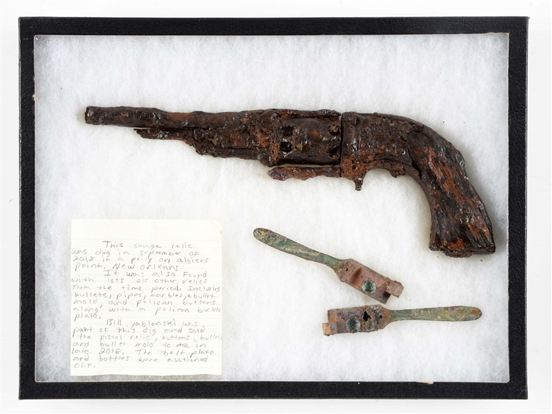(A) RELIC SAVAGE NAVY REVOLVER AND BULLET MOLD REVOLVERED AT ALGIERS POINT, NEW ORLEANS.