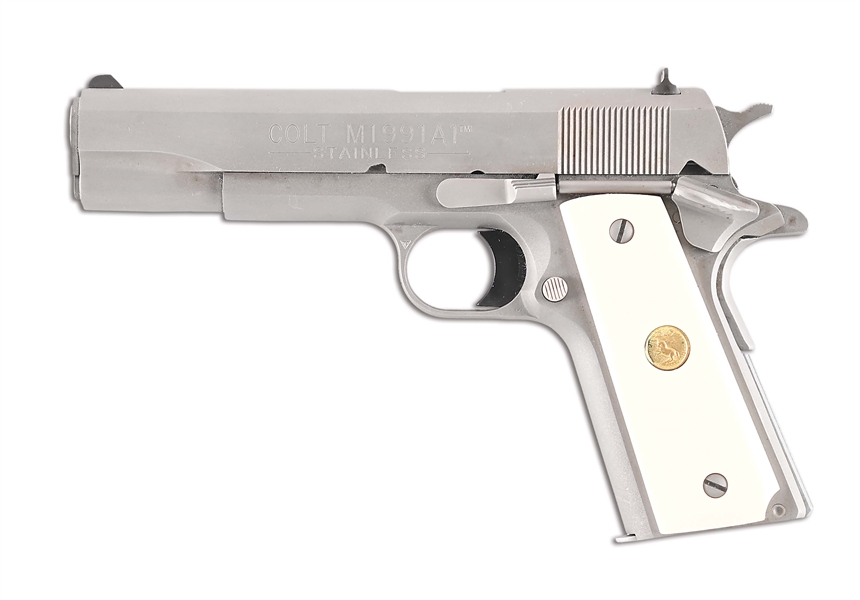 (M) BRUSHED STAINLESS COLT 1911 A1 SERIES 80 .45 ACP SEMI-AUTOMATIC PISTOL.