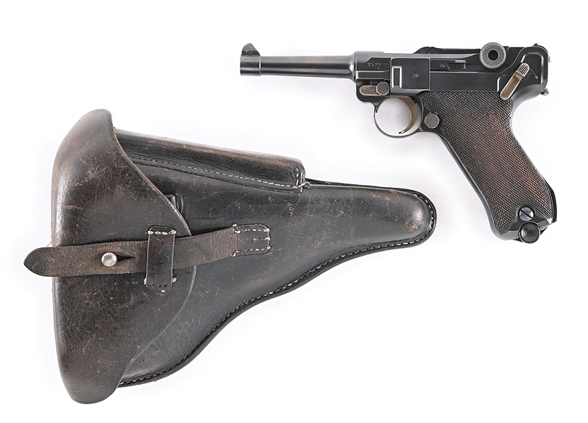 (C) 1915 DWM P.08 LUGER SEMI-AUTOMATIC PISTOL WITH POLICE HOLSTER.