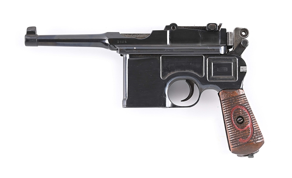 (C) MAUSER C96 BOLO BROOMHANDLE SEMI-AUTOMATIC PISTOL CONVERTED TO 9MM 