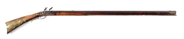 (A) RESTOCKED SIGNED GEORGE SCHREYER FLINTLOCK KENTUCKY RIFLE.