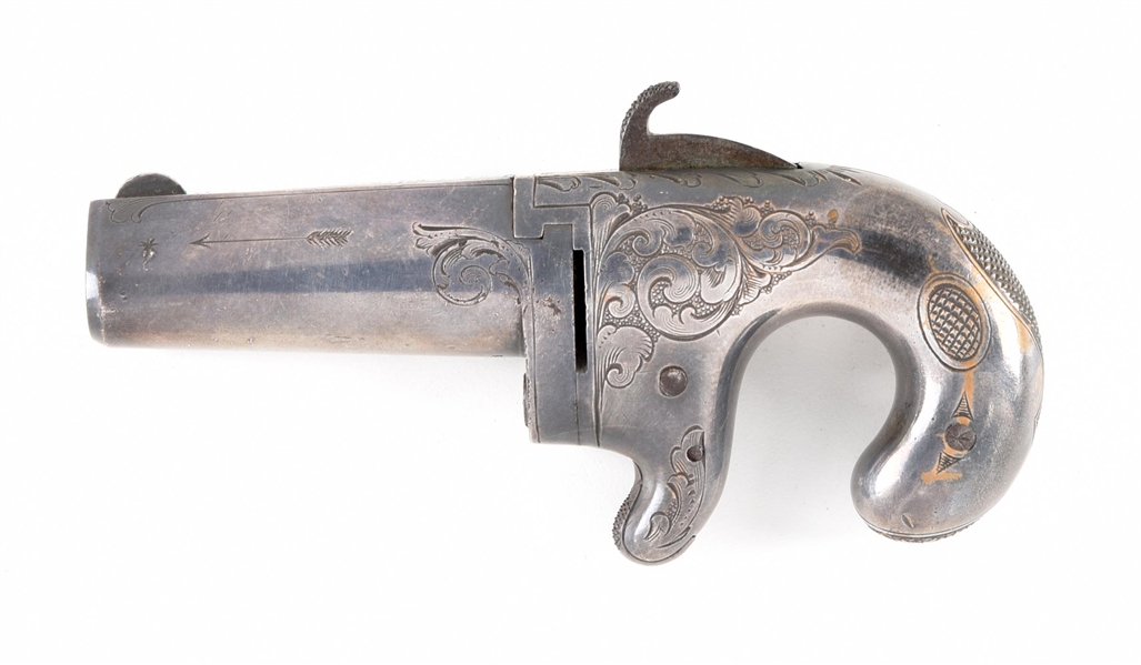 (A) SILVER PLATED MOORES PATENT NO. 1 DERRINGER.