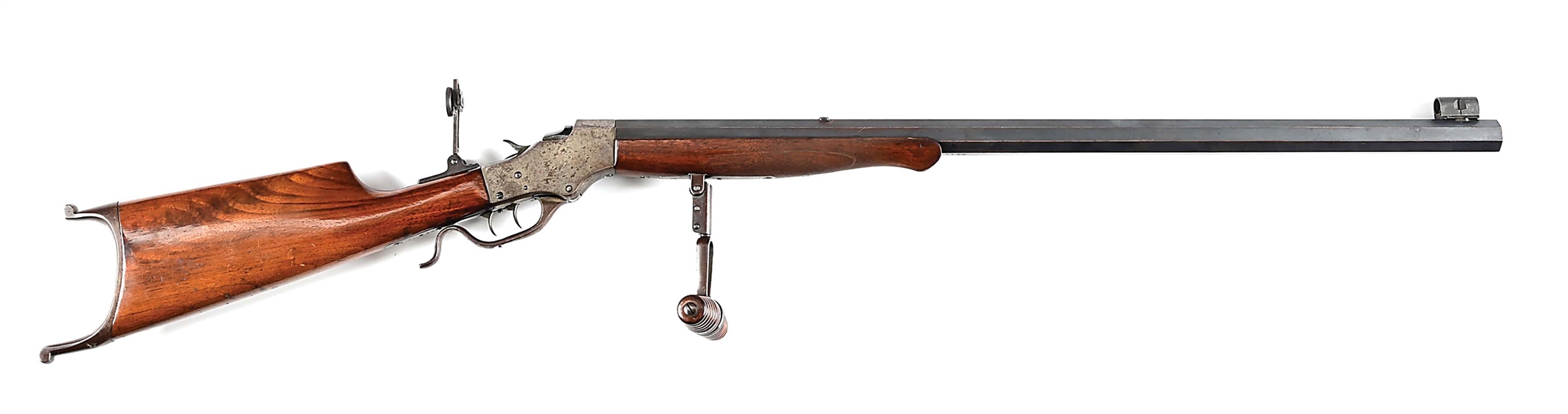 (C) STEVENS SINGLE SHOT NO. 45 FALLING BLOCK RIFLE. 