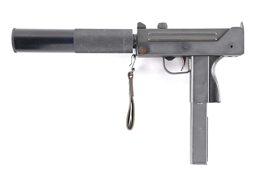 (M) SCARCE OPEN BOLT R.P.B. INDUSTRIES M11A1 SEMI-AUTOMATIC PISTOL WITH FAUX SUPPRESSOR 