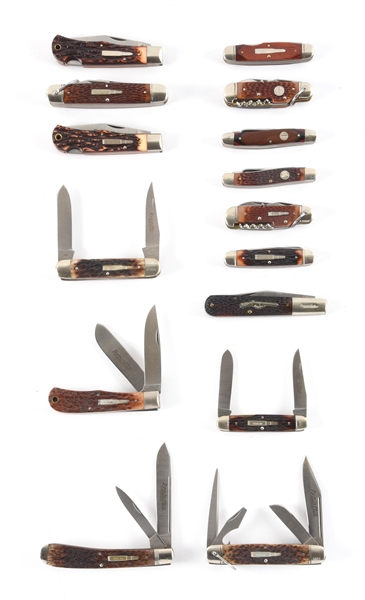 LOT OF 13: AUTHORIZED REMINGTON REPRODUCTION LARGE PATTERN KNIVES. 