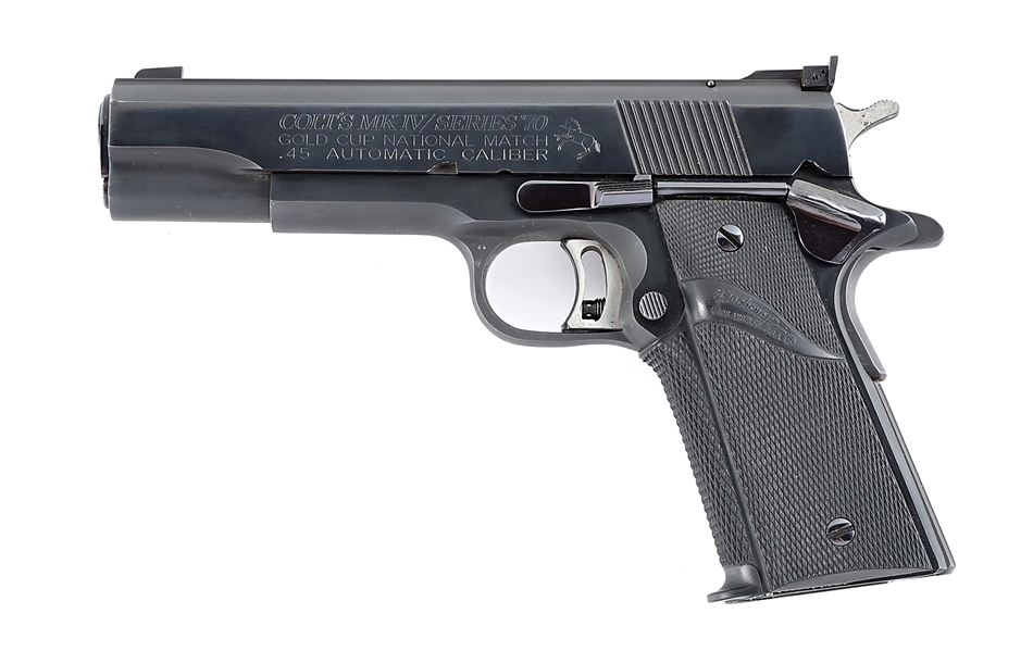 (C) COLT MK. IV SERIES 70 GOLD CUP NATIONAL MATCH SEMI AUTOMATIC PISTOL.