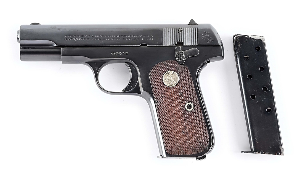 (C) COLT MODEL 1903 POCKET HAMMERLESS SEMI AUTOMATIC PISTOL. 