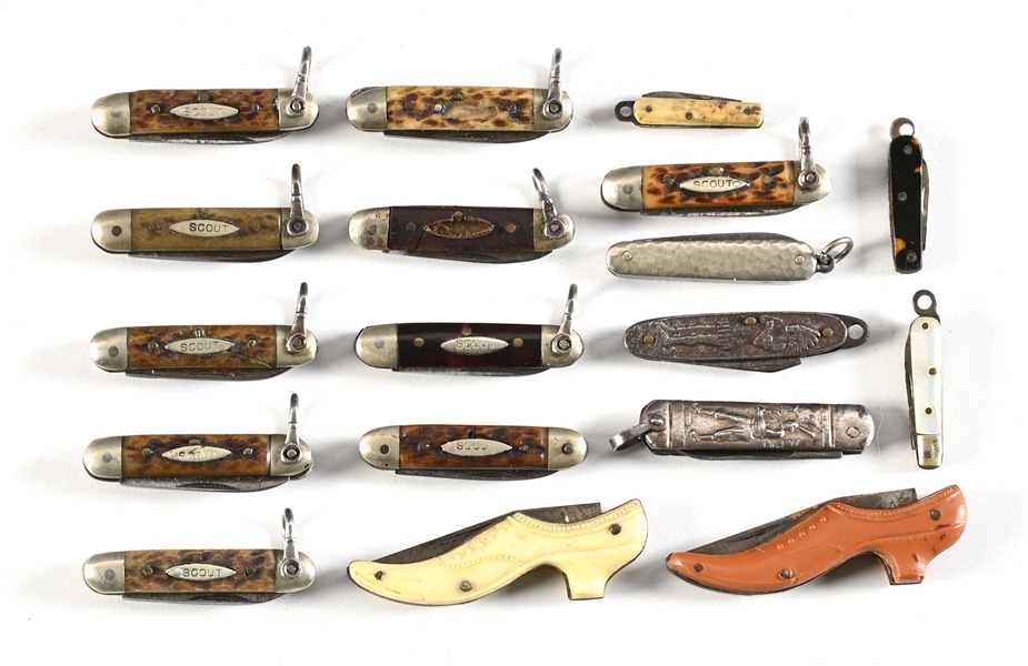 LOT OF 18: MINIATURE & FIGURAL KNIVES.