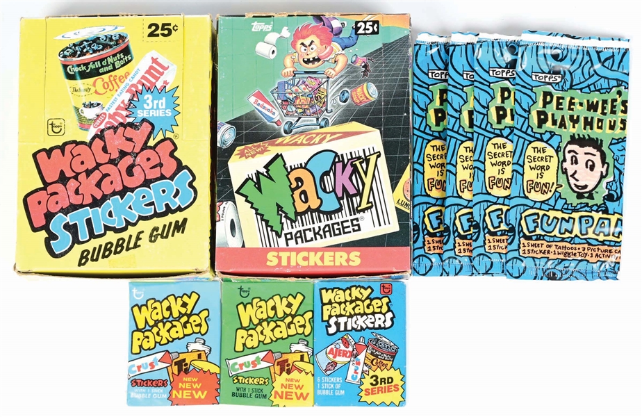 MOSTLY WACKY PACKAGES, STICKERS & PEE-WEE HERMAN PLAYHOUSE CARDS