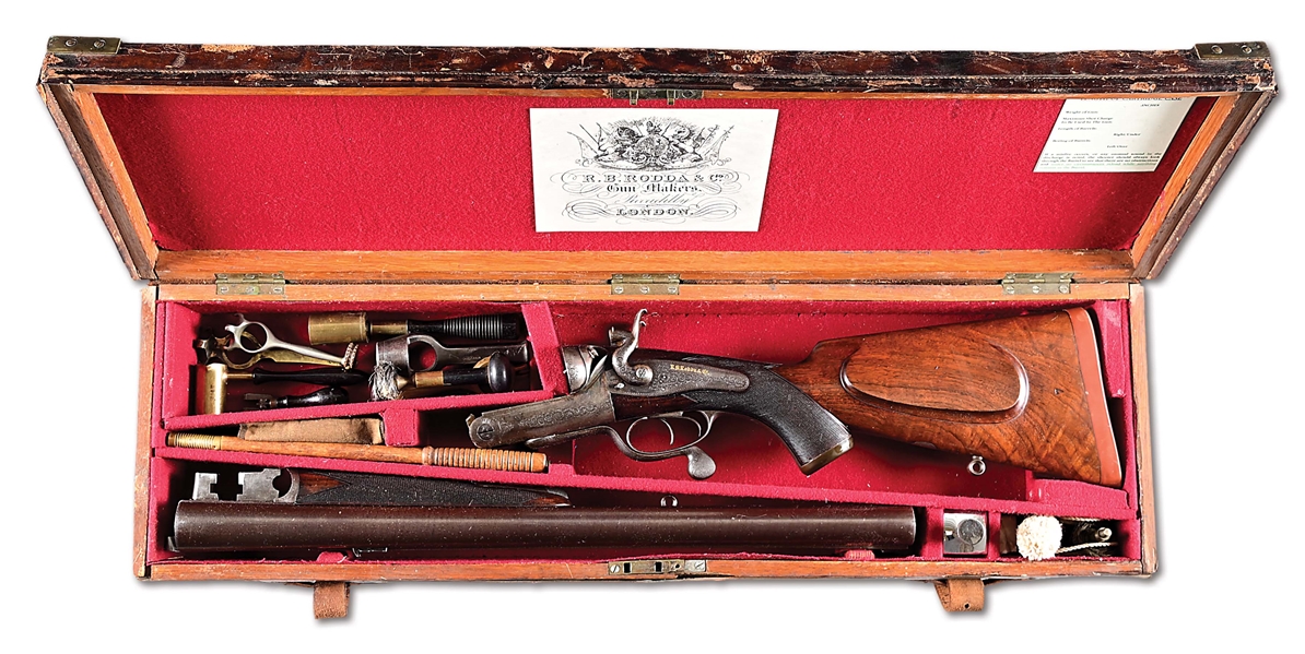 (C) BEHEMOTH R. B. RODDA & CO. 4 BORE DOUBLE RIFLE WITH CASE.