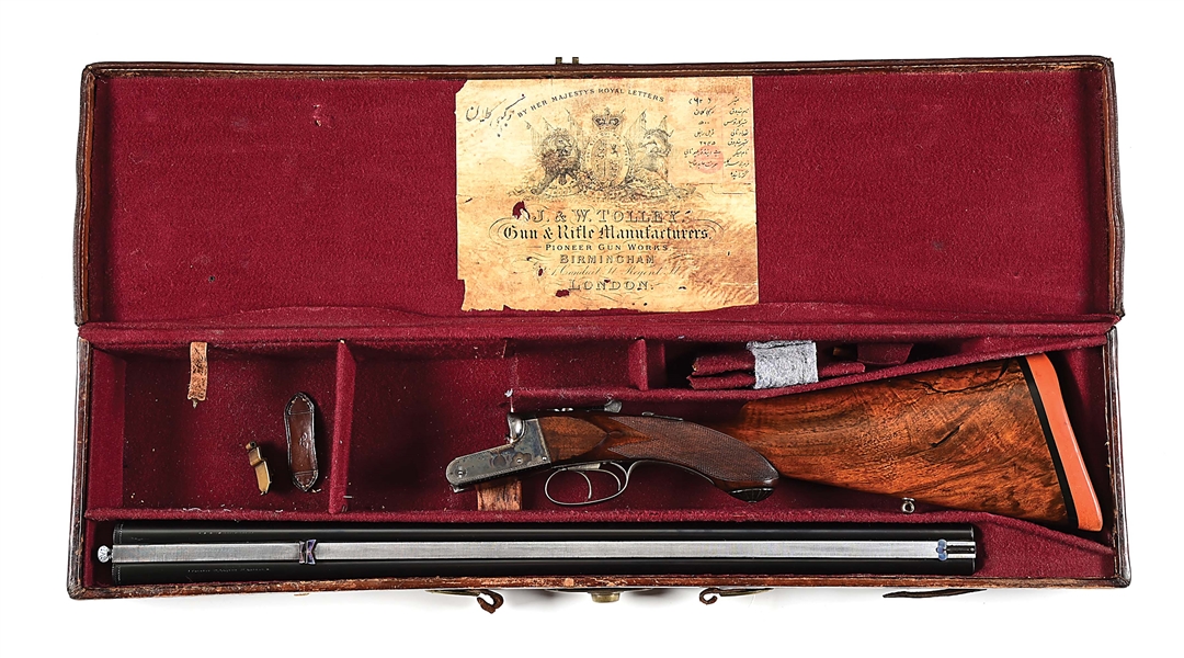 (A) J&W TOLLEY 39 BORE (.577/500 BPE) BOXLOCK DOUBLE RIFLE IN CASE WITH ATTRIBUTION TO A BRITISH CAPTAIN. 