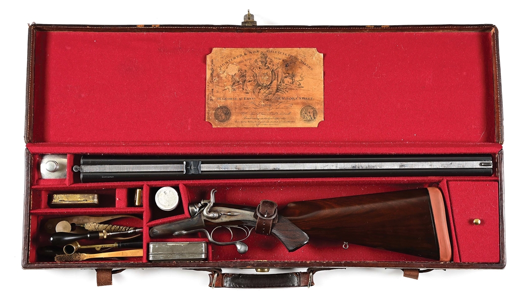 (A) MORTIMER & SON 39 BORE (.500 BPE) DOUBLE RIFLE IN CASE.