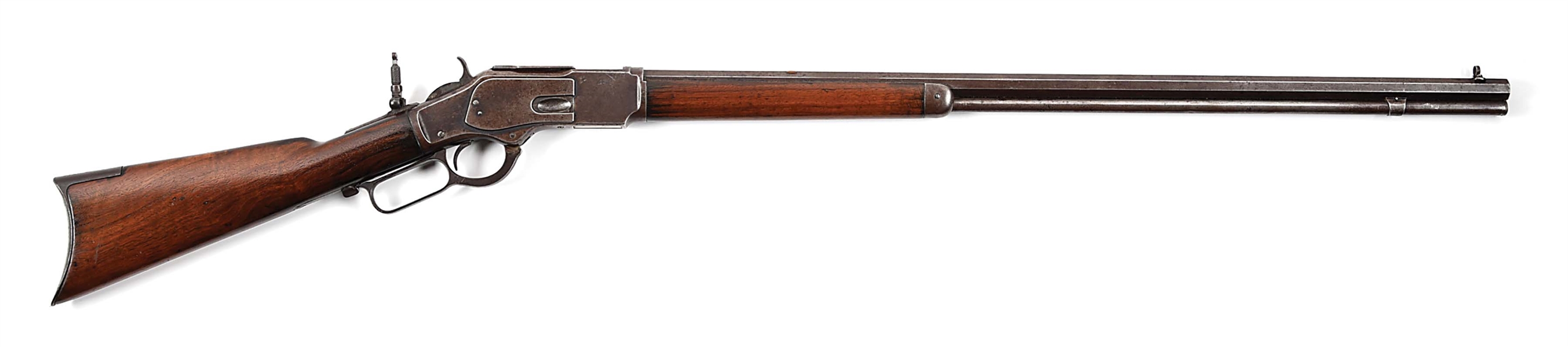 (A) WINCHESTER MODEL 1873 LEVER ACTION RIFLE WITH EXTRA LENGTH BARREL (1894).