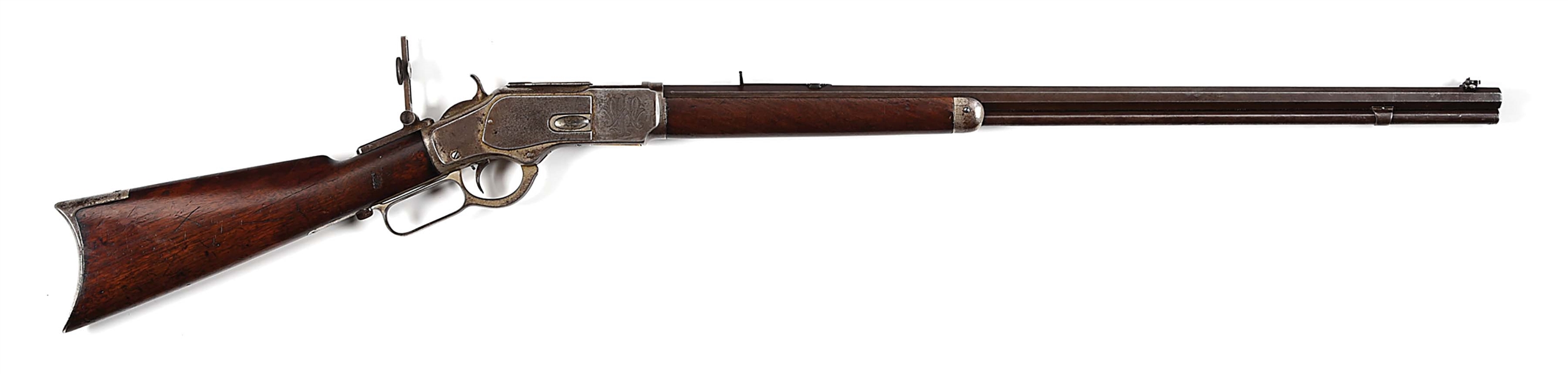 (A) HALF NICKEL SPECIAL ORDER WINCHESTER MODEL 1873 LEVER ACTION RIFLE.