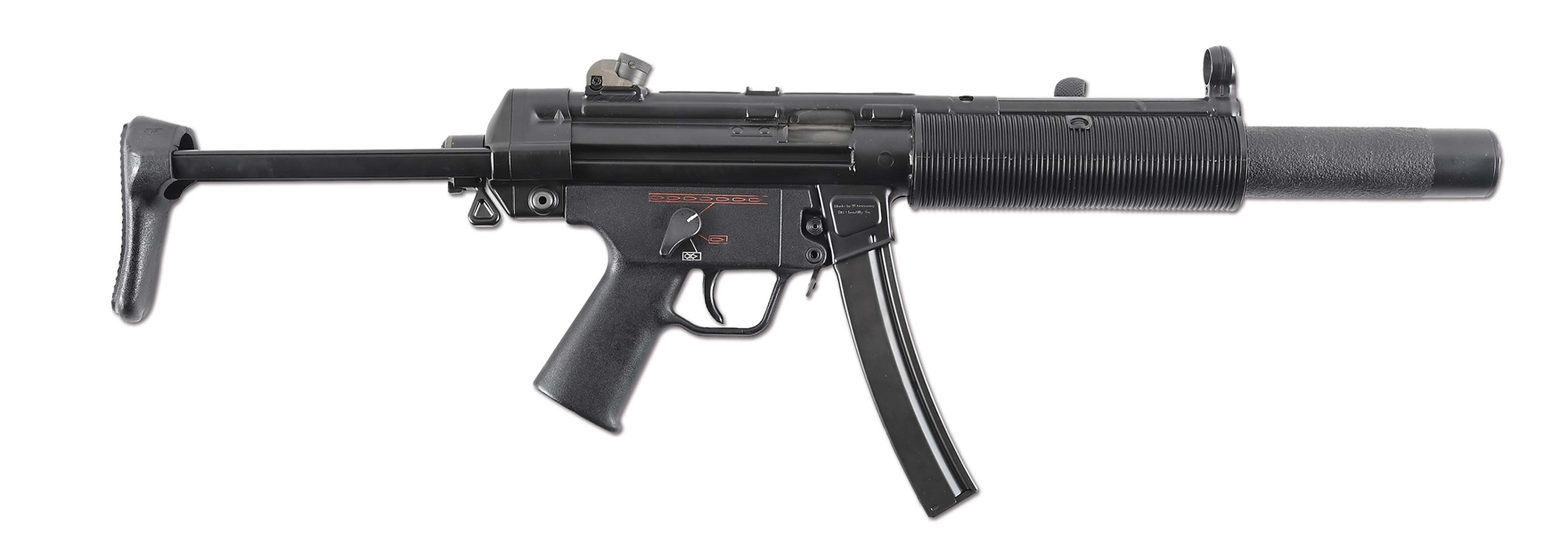 (N) INCREDIBLE CONDITION 3 POSITION SELECTOR FACTORY ORIGINAL HK MP5 SD MACHINE GUN WITH MATCHING FACTORY SILENCER (UNRESTRICTED - FULLY TRANSFERABLE). 