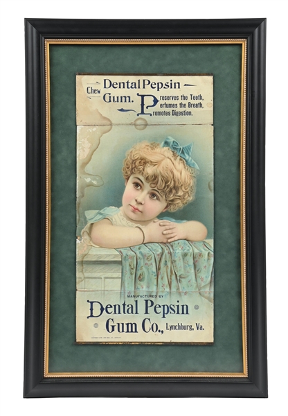 DENTAL PEPSIN GUM PAPER CARDSTOCK LITHOGRAPHED W/ LITTLE GIRL GRAPHIC