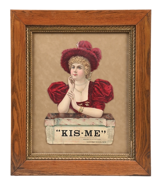 KIS-ME CHEWING GUM DIE-CUT CARDSTOCK LITHOGRAPHED W/ BEAUTIFUL WOMAN GRAPHIC