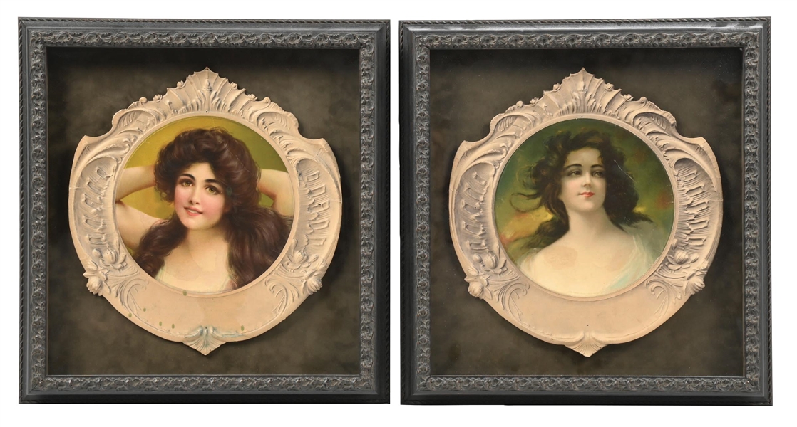 COLLECTION OF 2 FRAMED "KIS-ME" PREMIUMS W/ BEAUTIFUL WOMAN GRAPHIC