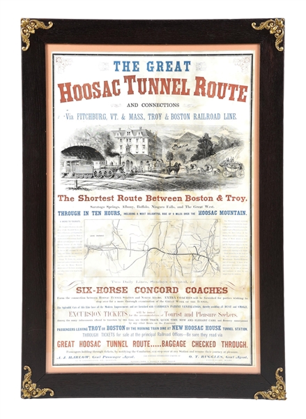 PAPER "THE GREAT HOOSAC TUNNEL ROUTE" RAILROAD POSTER