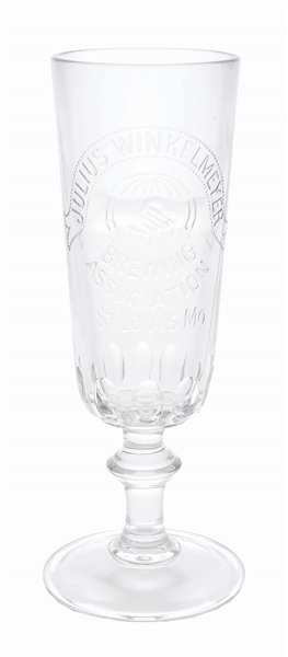 JULIUS WINKELMEYER BREWING ASSOC. RAISED LETTER PILSNER GLASS