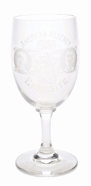 ANHEUSER-BUSCH AMERICAN PILSENER EXQUISITE ACID-ETCHED GLASS W/ PORTRAITS