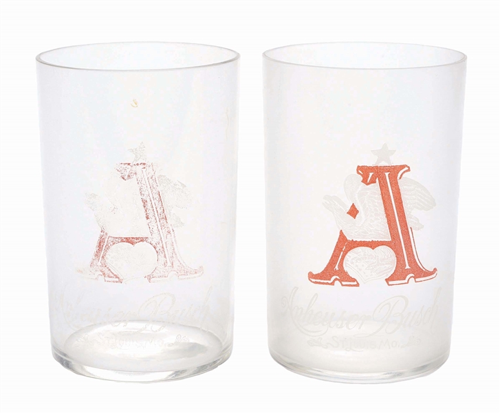 PAIR OF ANHEUSER-BUSCH ACID-ETCHED BEER GLASSES