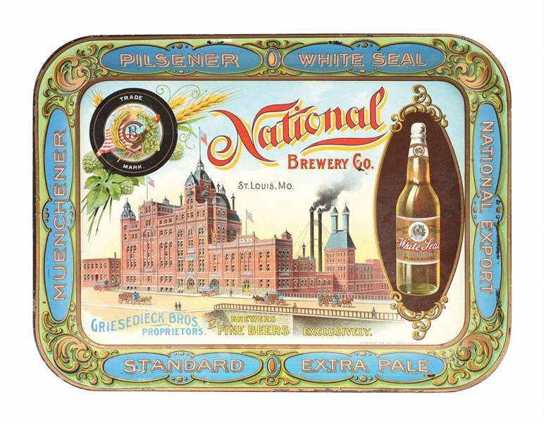 NATIONAL BREWERY CO. FACTORY SCENE TRAY, ST. LOUIS, MO.