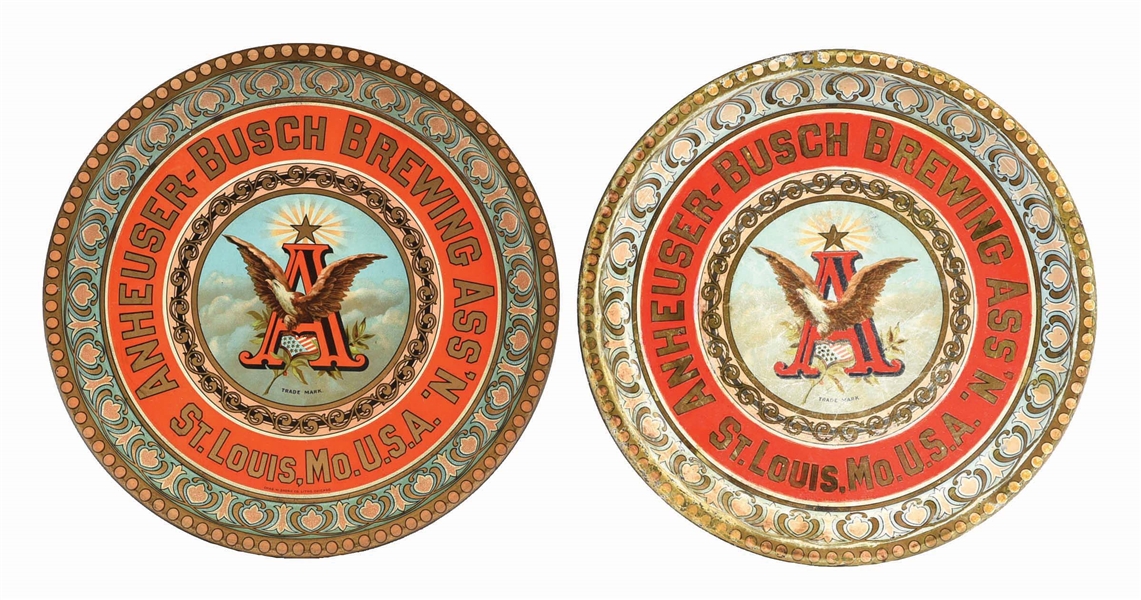 PAIR OF ANHEUSER-BUSCH BREWING ASSOCIATION BEER TRAYS, ST. LOUIS MO