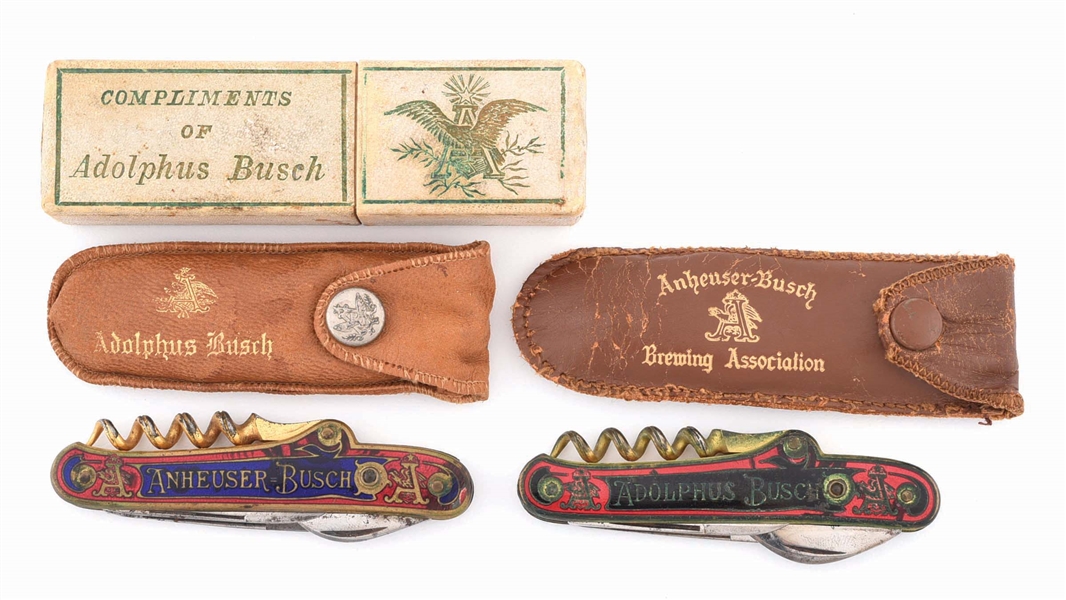 PAIR OF ANHEUSER-BUSCH ADOLPHUS BUSCH STANHOPE POCKET KNIVES