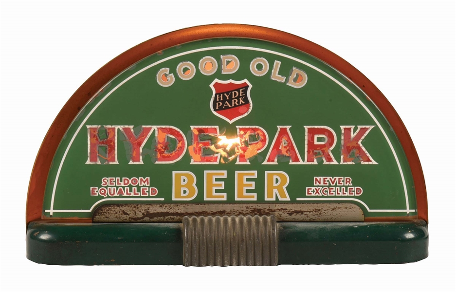 HYDE PARK BEER REVERSE GLASS LIGHT-UP SIGN