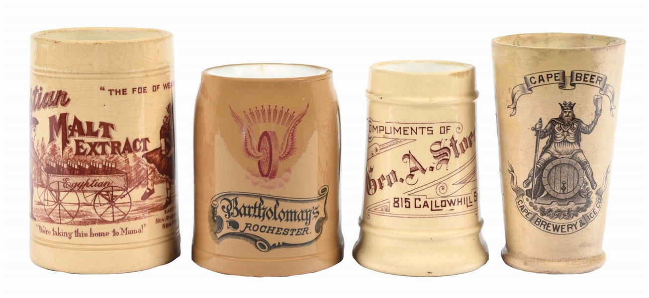 LOT OF 4: PRE-PROHIBITION BREWERY STEINS